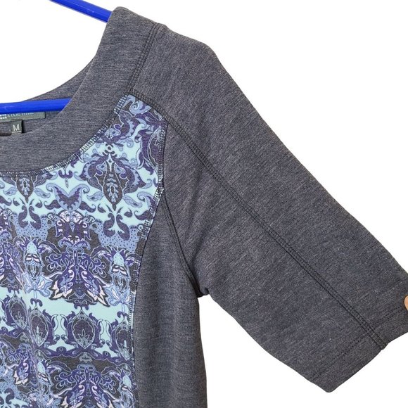 Title Nine Womens M Gray Damask Print Short Sleeves Jersey Sport Mini Dress - Picture 5 of 7